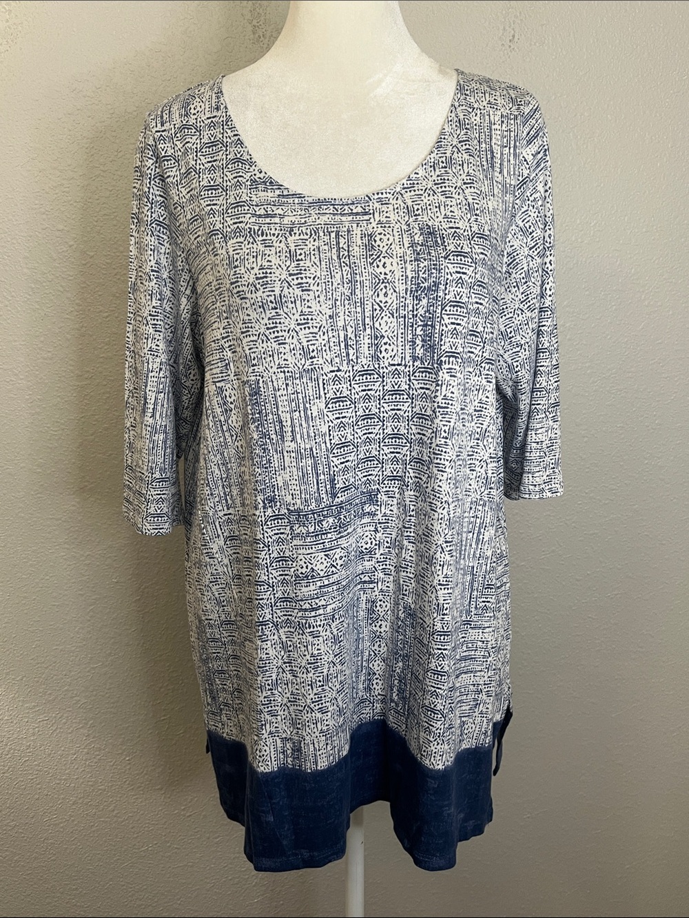 JJill Pure Jill PJ A Line Tunic Blue Print Size Small Petite